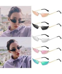 Rimless UV Protection Sunglasses for Women Men Rimless frame Cat-Eye Shaped Plastic Lens Metal Frame Sunglass - Black - C0190...