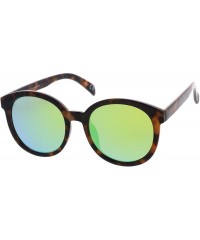 Round Oversize Super Flat Colored Mirror Lens Round Sunglasses 54mm - Tortoise / Yellow Mirror - C712ODYJXLS $9.64