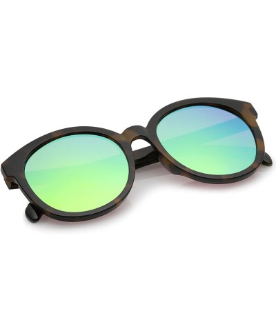 Round Oversize Super Flat Colored Mirror Lens Round Sunglasses 54mm - Tortoise / Yellow Mirror - C712ODYJXLS $9.64