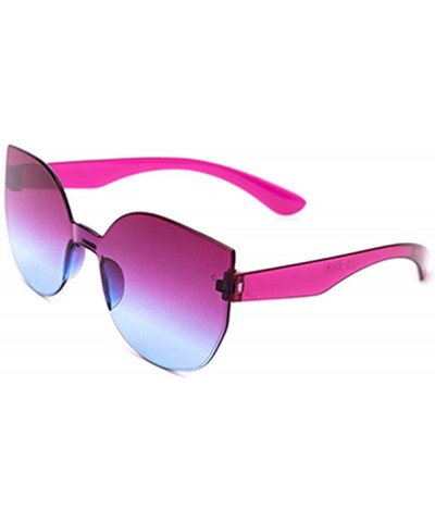 Cat Eye Sunglasses Siamese Frameless Transparent Vacation - CS198D4YUMH $22.37