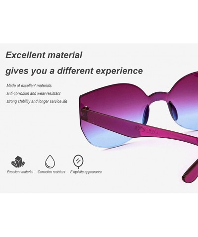 Cat Eye Sunglasses Siamese Frameless Transparent Vacation - CS198D4YUMH $14.51