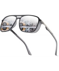 Rectangular Polarized Sunglasses for Men Women Ultra Light Vintage Retro Metal Frame UV400 VL9502 - CE18RQU30OD $14.67