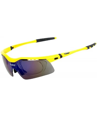 Sport Polarized Sunglasses Interchangeable Cycling Baseball - Yellow - C7184KDSGZM $97.34