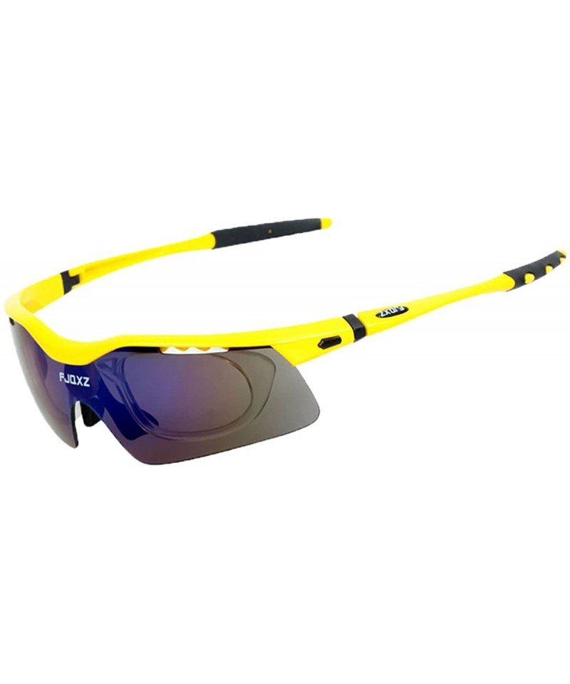 Sport Polarized Sunglasses Interchangeable Cycling Baseball - Yellow - C7184KDSGZM $42.98