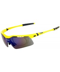 Sport Polarized Sunglasses Interchangeable Cycling Baseball - Yellow - C7184KDSGZM $97.34