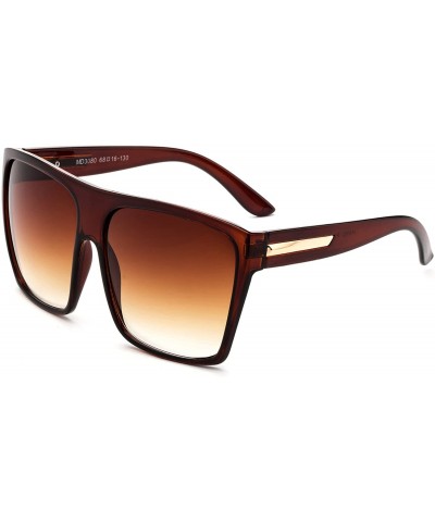 Aviator XL Sunglasses for Men Extra Large Retro Style Square Aviator Flat Top Sunglasses Shades - Brown - CD18735X3YM $8.66