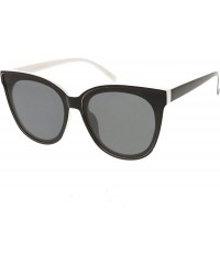 Oversized Oversize Neutral Color Flat Lens Cat Eye Sunglasses 60mm - Black White / Smoke - C7188HE02TQ $9.67