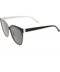 Oversized Oversize Neutral Color Flat Lens Cat Eye Sunglasses 60mm - Black White / Smoke - C7188HE02TQ $9.67
