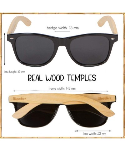 Round Wood Sunglasses with Polarized Lens in Bamboo Tube Packaging - Bamboo - CN18WNZTX7Q $39.07