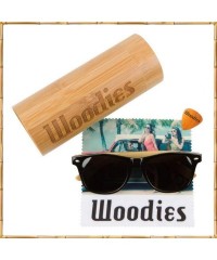 Round Wood Sunglasses with Polarized Lens in Bamboo Tube Packaging - Bamboo - CN18WNZTX7Q $39.07