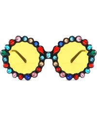 Round Oversize Sunglasses Fashion Crystal Glasses - Yellow - CJ18QELGM3K $13.78