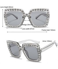 Oversized Women Rhinestone Sunglasses Oversized Square Gradient Lens - Silver - CJ199L5NQM3 $9.93