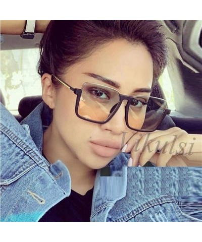 Square Women Half Frame Sunglasses Square Sun Glasses For Female Trending Styles Glasses Eyewear - White Tea - CZ1906CI59X $1...