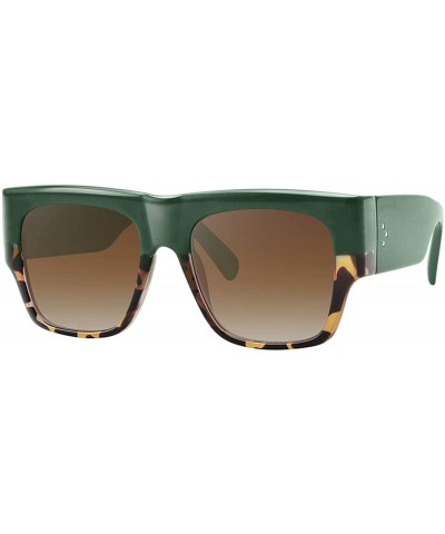 Wrap Flat Top Square Sunglasses for Women Fashion Shades with UV Protection WS97278 - Green+leopard - CE196QOR8NZ $18.74