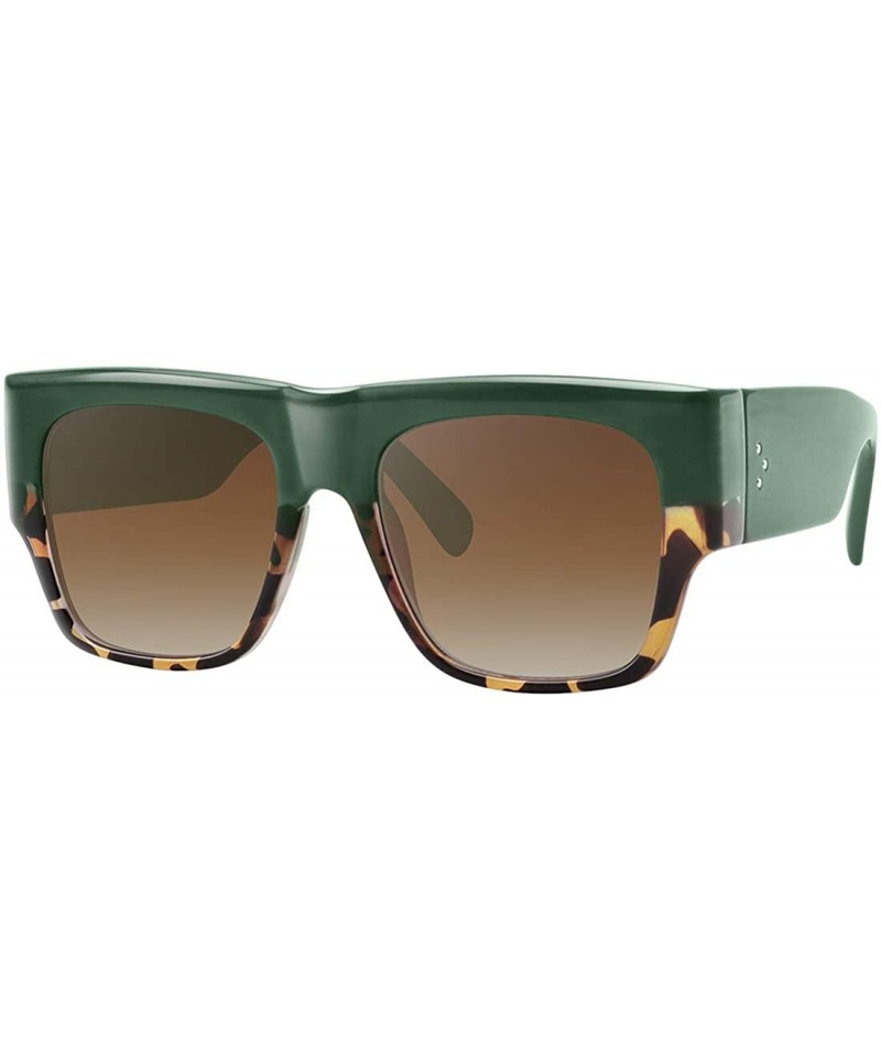 Wrap Flat Top Square Sunglasses for Women Fashion Shades with UV Protection WS97278 - Green+leopard - CE196QOR8NZ $8.21