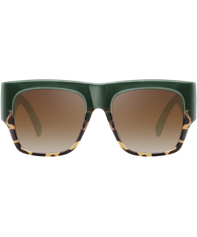 Wrap Flat Top Square Sunglasses for Women Fashion Shades with UV Protection WS97278 - Green+leopard - CE196QOR8NZ $8.21