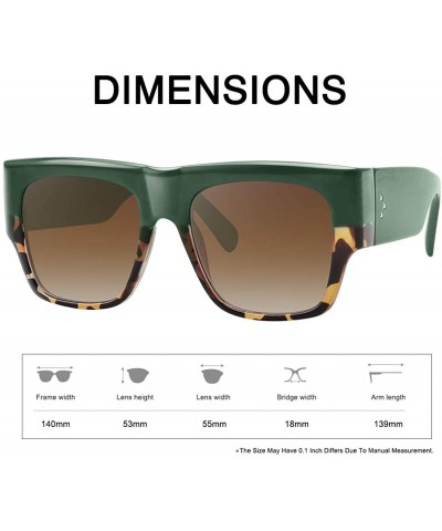 Wrap Flat Top Square Sunglasses for Women Fashion Shades with UV Protection WS97278 - Green+leopard - CE196QOR8NZ $8.21