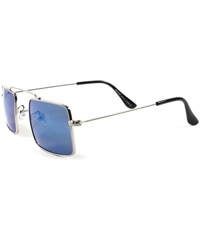 Rectangular Classic Vintage Goth Steam-Punk Blue Colorful Mirror Lens Rectangle Sunglasses - CI1802OWIW3 $23.91