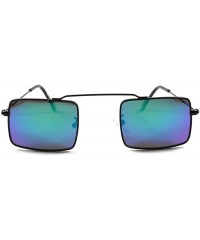 Rectangular Classic Vintage Goth Steam-Punk Blue Colorful Mirror Lens Rectangle Sunglasses - CI1802OWIW3 $12.75