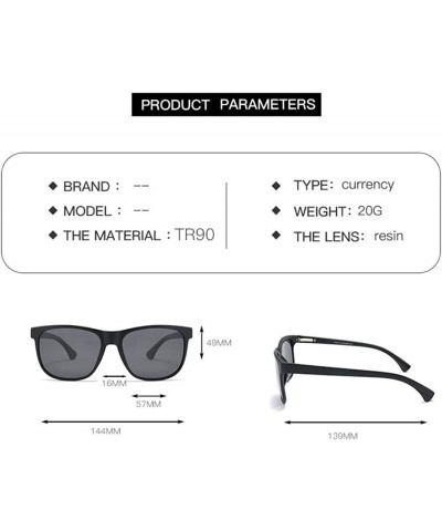 Square Sports Fashion TR90 Sunglasses Men's Polarizer Outdoor Driving Driving Tide Sunglasses - Sand Black Grey C1 - C31905T9...