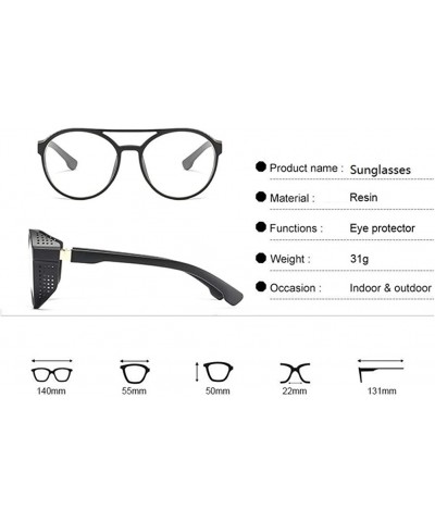 Round Steampunk Retro Round Sunglasses - UV400 Glasses for Men and Women - Black+flat Light - C618UDY489O $9.57