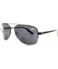 Aviator Bifocal Magnification Lens Sunglasses Mens Half Rim Aviator Tinted Reader - Gunmetal - CT1854KSE3Q $9.95