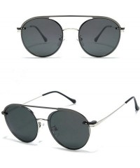 Round 2020 Men's Fashion Set Mirror Polarized One Mirror Multipurpose Retro Fashion Metal Ladies Sunglasses - Silver - CJ193E...