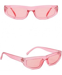 Square Rectangle Retro Narrow Sunglasses Women and Mens Small Frame Plastic Vintage Classic Style - Pink - CN18T0QO00L $7.68