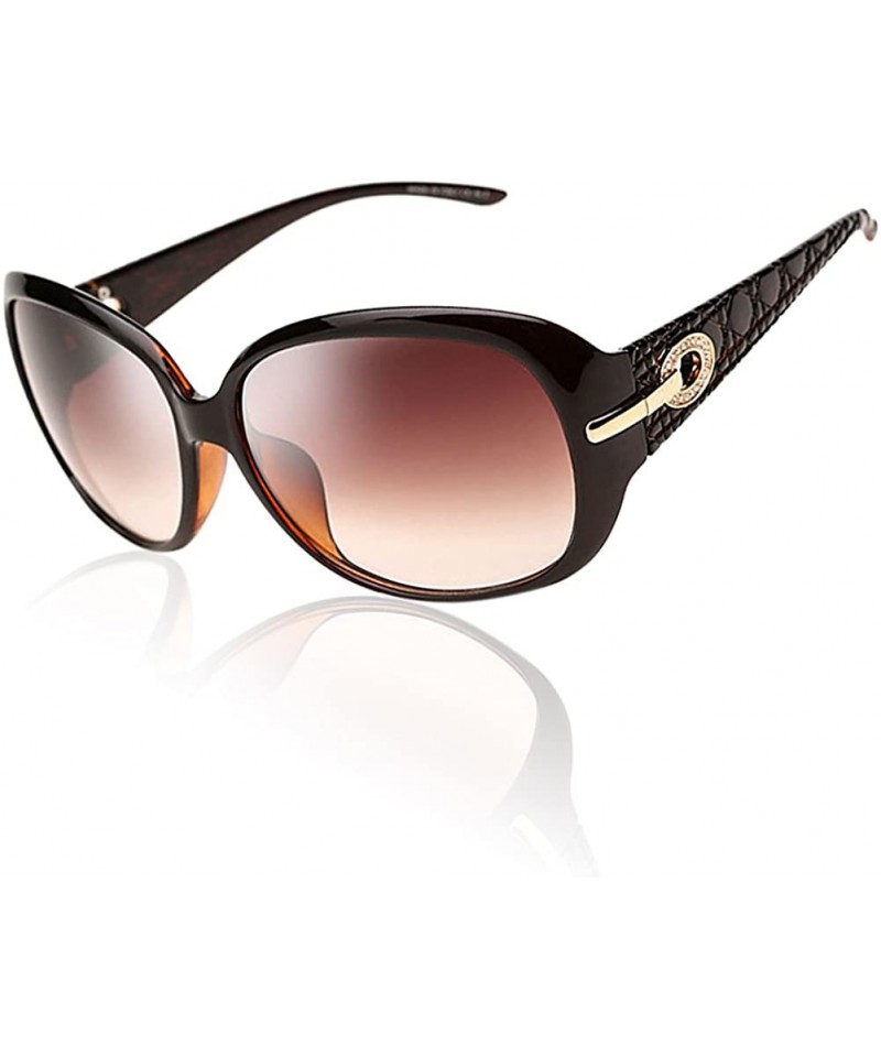 Women's Shades Classic Oversized Polarized Sunglasses 100% UV Protection  6214 - Brown Frame Brown Lens - C012DEVZJHR