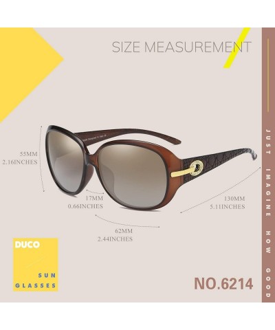 Round Women's Shades Classic Oversized Polarized Sunglasses 100% UV Protection 6214 - Brown Frame Brown Lens - C012DEVZJHR $2...