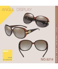 Round Women's Shades Classic Oversized Polarized Sunglasses 100% UV Protection 6214 - Brown Frame Brown Lens - C012DEVZJHR $2...