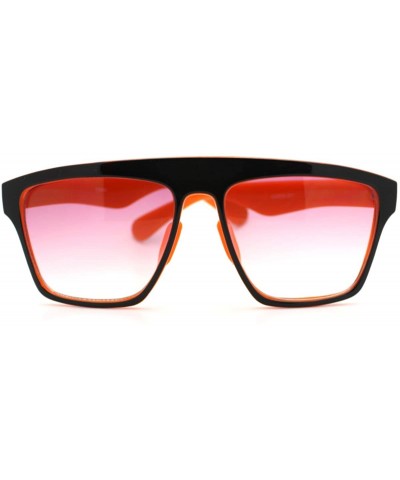 Square In and Out 2 Tone Trendy Futuristic Robot Curved Flat Top Square Sunglasses - Orange - CD11C7V6JGB $18.57