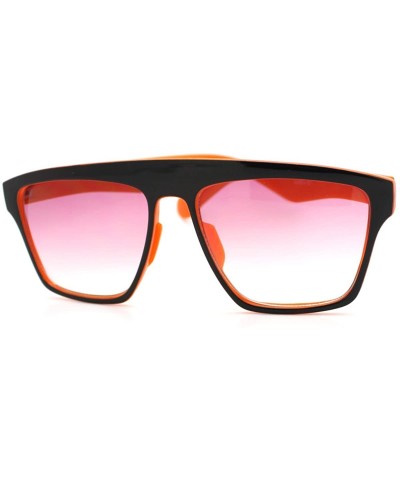 Square In and Out 2 Tone Trendy Futuristic Robot Curved Flat Top Square Sunglasses - Orange - CD11C7V6JGB $8.40