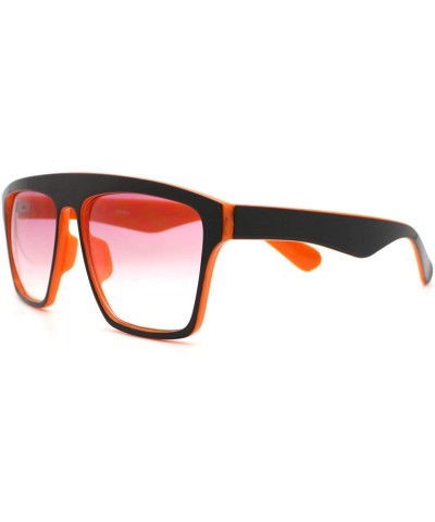 Square In and Out 2 Tone Trendy Futuristic Robot Curved Flat Top Square Sunglasses - Orange - CD11C7V6JGB $8.40