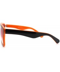 Square In and Out 2 Tone Trendy Futuristic Robot Curved Flat Top Square Sunglasses - Orange - CD11C7V6JGB $8.40