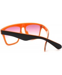 Square In and Out 2 Tone Trendy Futuristic Robot Curved Flat Top Square Sunglasses - Orange - CD11C7V6JGB $8.40