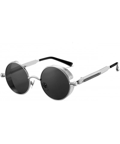 Goggle Vintage Round Steampunk Sunglasses for Women Men Retro Hippie Style Sun Glasses Circle Metal Frame - C519944QE7C $16.21