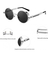 Goggle Vintage Round Steampunk Sunglasses for Women Men Retro Hippie Style Sun Glasses Circle Metal Frame - C519944QE7C $16.21