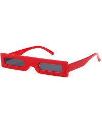 Square Vintage Slender Square Sunglasses Retro Small Rectangle PC Frame Candy Colors - Red - CC18CD77DW3 $6.97