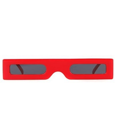 Square Vintage Slender Square Sunglasses Retro Small Rectangle PC Frame Candy Colors - Red - CC18CD77DW3 $6.97