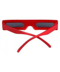 Square Vintage Slender Square Sunglasses Retro Small Rectangle PC Frame Candy Colors - Red - CC18CD77DW3 $6.97