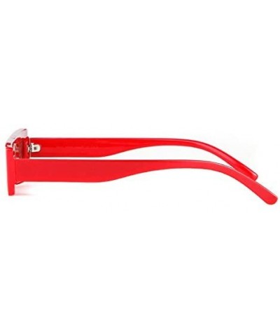 Square Vintage Slender Square Sunglasses Retro Small Rectangle PC Frame Candy Colors - Red - CC18CD77DW3 $6.97