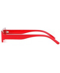 Square Vintage Slender Square Sunglasses Retro Small Rectangle PC Frame Candy Colors - Red - CC18CD77DW3 $6.97