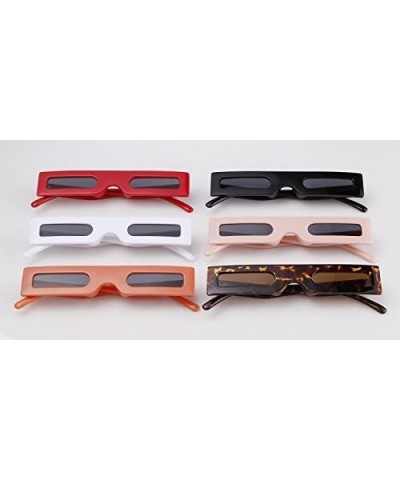 Square Vintage Slender Square Sunglasses Retro Small Rectangle PC Frame Candy Colors - Red - CC18CD77DW3 $6.97