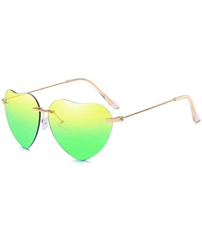 Oversized Retro Metal Love Heart Sunglasses Women Vintage Gold Frame Rainbow Lenses Shade Eyewear - 7 - CX18W4EESH7 $16.98