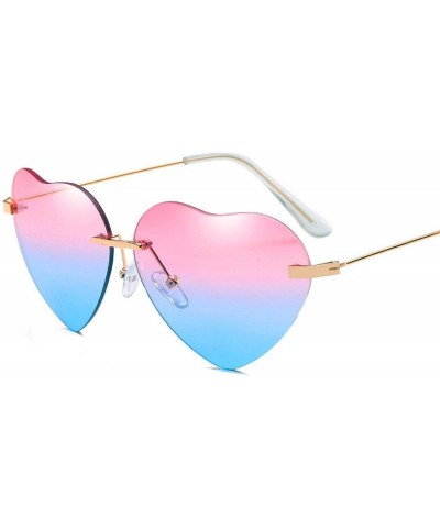 Oversized Retro Metal Love Heart Sunglasses Women Vintage Gold Frame Rainbow Lenses Shade Eyewear - 7 - CX18W4EESH7 $16.98