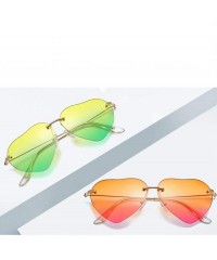 Oversized Retro Metal Love Heart Sunglasses Women Vintage Gold Frame Rainbow Lenses Shade Eyewear - 7 - CX18W4EESH7 $16.98