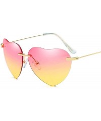 Oversized Retro Metal Love Heart Sunglasses Women Vintage Gold Frame Rainbow Lenses Shade Eyewear - 7 - CX18W4EESH7 $16.98