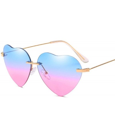 Oversized Retro Metal Love Heart Sunglasses Women Vintage Gold Frame Rainbow Lenses Shade Eyewear - 7 - CX18W4EESH7 $16.98