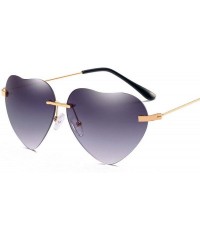 Oversized Retro Metal Love Heart Sunglasses Women Vintage Gold Frame Rainbow Lenses Shade Eyewear - 7 - CX18W4EESH7 $16.98